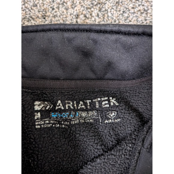 Ariat AriatTEK Womens Medium Black Gold Logo Quarter Zip Fleece Pullover Jacket - Picture 2 of 4